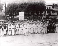 The Forgotten Engine Company of Danbury and Bethel c.1900                                                                                                         The small, hand-drawn pumper at the right is now in the Bethel Fireman’s Museum on South Street. 